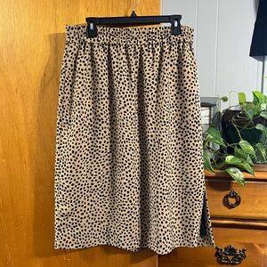 J. Crew Beige and Black Polka Dot Midi Skirt
